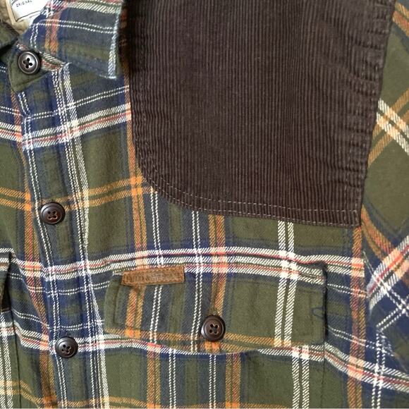 Field & Stream Men’s M Sherpa Lined Green Plaid Corduroy Flannel Shirt Jacket - Picture 4 of 12